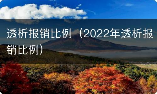 透析报销比例（2022年透析报销比例）