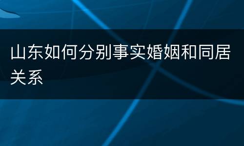 山东如何分别事实婚姻和同居关系