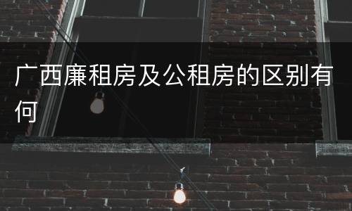 广西廉租房及公租房的区别有何