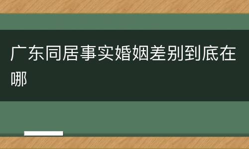 广东同居事实婚姻差别到底在哪