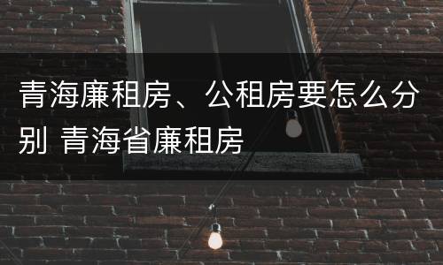 青海廉租房、公租房要怎么分别 青海省廉租房