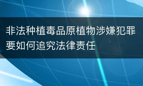 非法种植毒品原植物涉嫌犯罪要如何追究法律责任