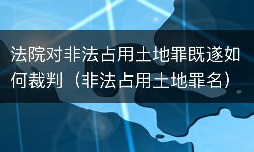 法院对非法占用土地罪既遂如何裁判（非法占用土地罪名）