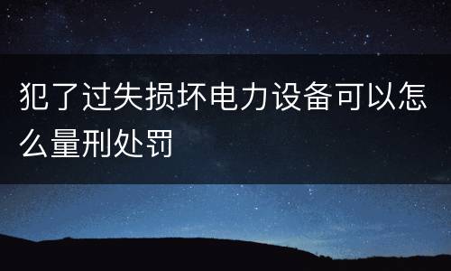 犯了过失损坏电力设备可以怎么量刑处罚