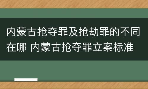 内蒙古抢夺罪及抢劫罪的不同在哪 内蒙古抢夺罪立案标准