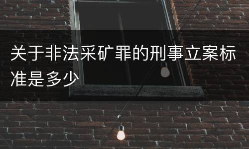 关于非法采矿罪的刑事立案标准是多少