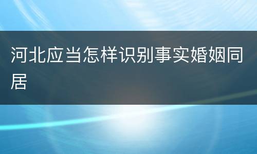 河北应当怎样识别事实婚姻同居